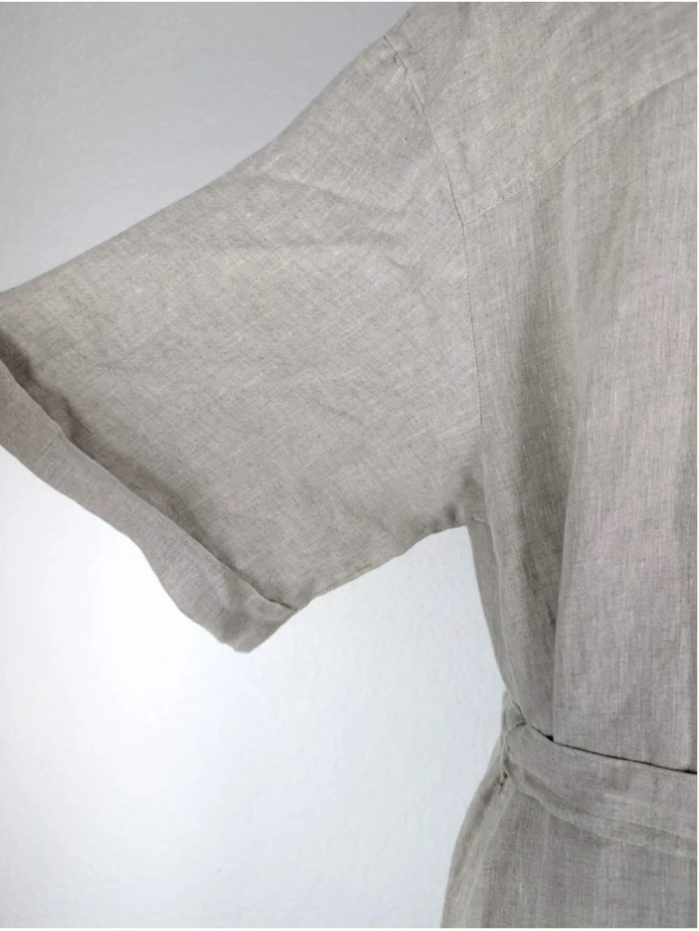 NWT Haven Well Within Linen Tiered Midi Shirt Dress Flax Sz L Beachy Coastal